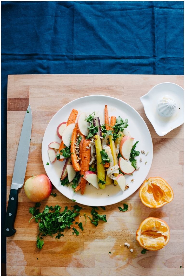 roasted carrots + shaved apple salad recipe from dollyandoatmeal blog photos by Jasmine Pulley for wildlyspun.com -2